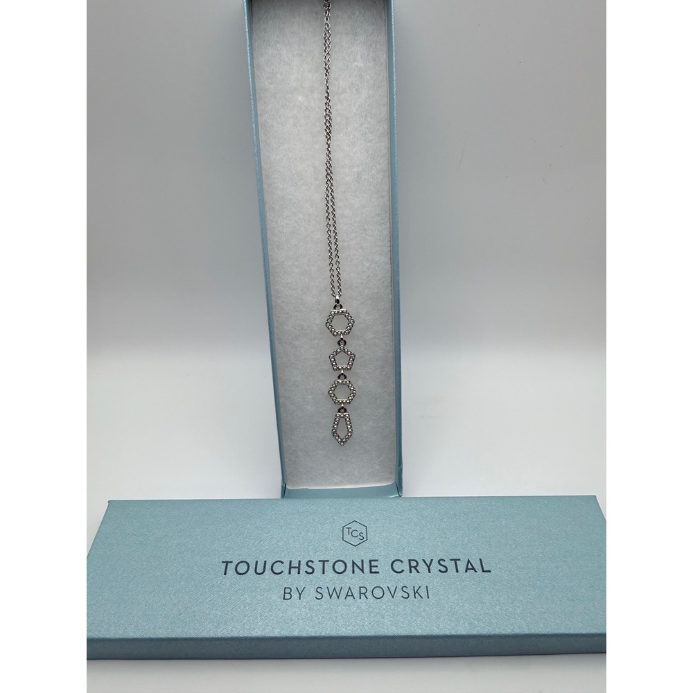 Touchstone Crystal by Swarovski‎ Silver Tone Geometric Poly Pendant Necklace